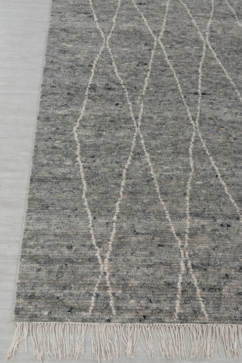 Charcoal Grey White Moroccan Bohemian decor Beni Ourain Rug, Berber rug 10x14....No Wool Shedding.. 380-6x9