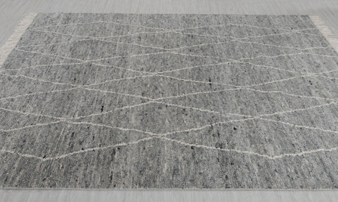 Charcoal Grey White Moroccan Bohemian decor Beni Ourain Rug, Berber rug 10x14....No Wool Shedding.. 380-6x9