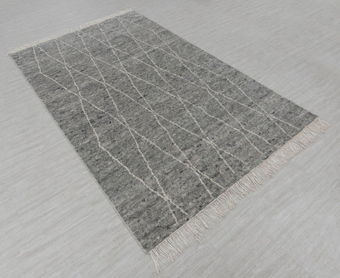 Charcoal Grey White Moroccan Bohemian decor Beni Ourain Rug, Berber rug 10x14....No Wool Shedding.. 380-6x9