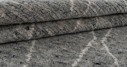 Charcoal Grey White Moroccan Bohemian decor Beni Ourain Rug, Berber rug 10x14....No Wool Shedding.. 380-6x9