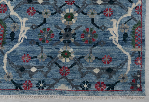 9x12 Blue Floral Modern Oushak Living Room Rug 100% Handknotted Soft Wool Rug #Se-105