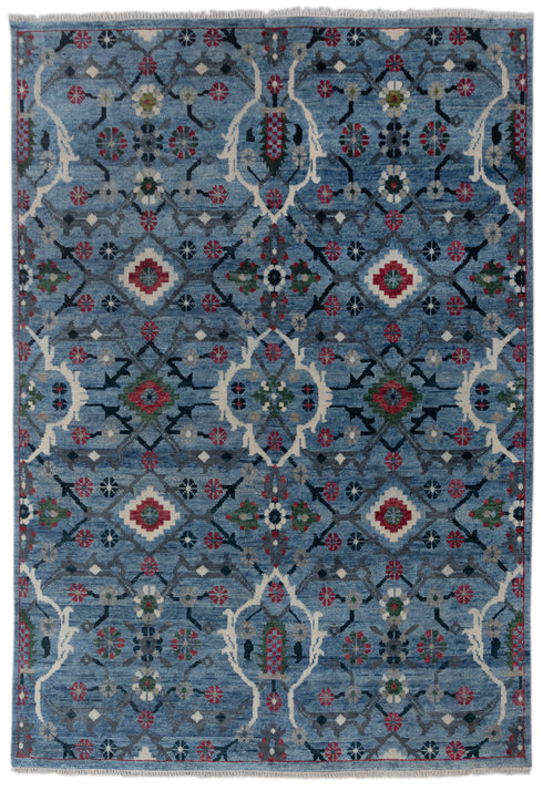 9x12 Blue Floral Modern Oushak Living Room Rug 100% Handknotted Soft Wool Rug #Se-105