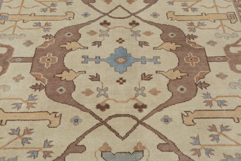 9x12 Blue Cream Pastel Oushak Hand Knotted 100% Wool Rug #Se-104(275x365 Cms.)
