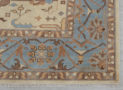 9x12 Blue Cream Pastel Oushak Hand Knotted 100% Wool Rug #Se-104(275x365 Cms.)