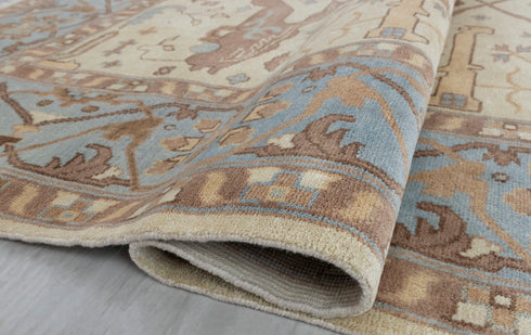 9x12 Blue Cream Pastel Oushak Hand Knotted 100% Wool Rug #Se-104(275x365 Cms.)