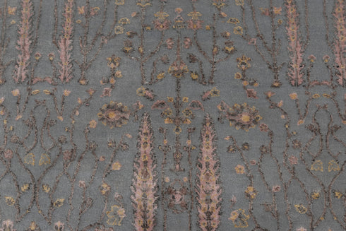 4x6 Rug Tree of Life D.Grey Pine Garden Design Rug Modern Handmade Wool & Silk Rug, #1648