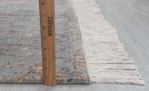 4x6 Rug Tree of Life D.Grey Pine Garden Design Rug Modern Handmade Wool & Silk Rug, #1648