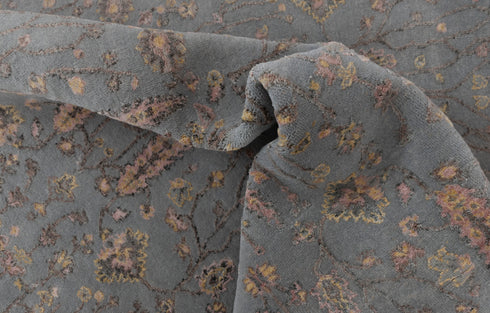 4x6 Rug Tree of Life D.Grey Pine Garden Design Rug Modern Handmade Wool & Silk Rug, #1648