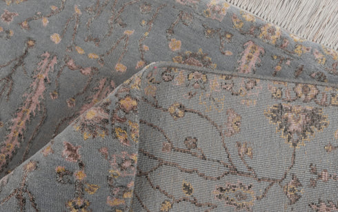 4x6 Rug Tree of Life D.Grey Pine Garden Design Rug Modern Handmade Wool & Silk Rug, #1648