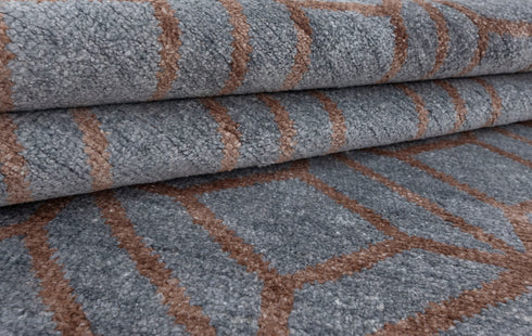 9x12 Area Grey Brown Rug Real Saree Silk Wool Decorative Rug #Se-29(270x360 Cms.)