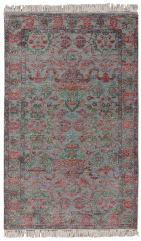 3x5 Rug Transitional Garden Design Rug Modern Handmade Wool & Silk Rug, #712-A,B(90x150 Cms.)
