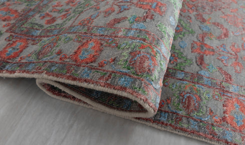 3x5 Rug Transitional Garden Design Rug Modern Handmade Wool & Silk Rug, #712-A,B(90x150 Cms.)