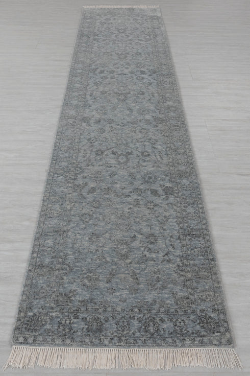 2.6x10 Ft. Charcoal Grey Classic Persian Rug Transitional Modern Rug Wool & Silk Rug 2012-A,B