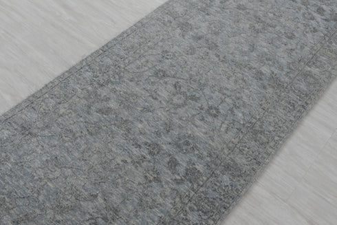 2.6x10 Ft. Charcoal Grey Classic Persian Rug Transitional Modern Rug Wool & Silk Rug 2012-A,B