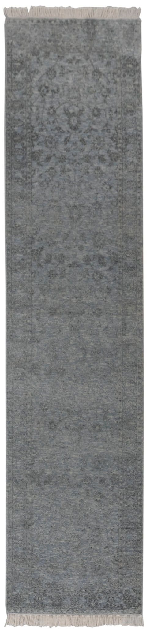 2.6x10 Ft. Charcoal Grey Classic Persian Rug Transitional Modern Rug Wool & Silk Rug 2012-A,B
